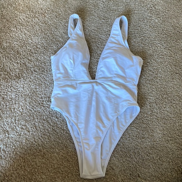 White Low Cut One Piece - Picture 1 of 2
